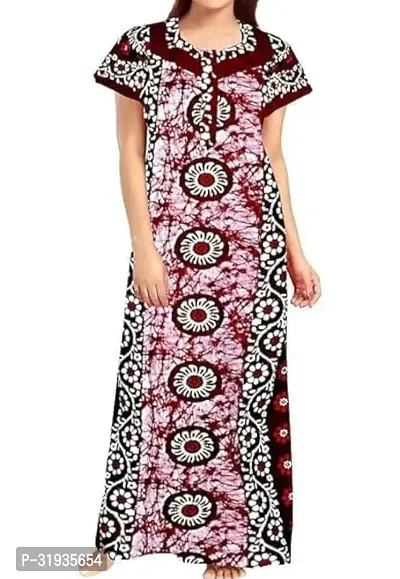 Stylish Multicoloured Cotton Blend Printed Nighty For Women-thumb0