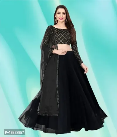 Stylish Net Embordered Lehenga Choli with Dupatta-thumb0