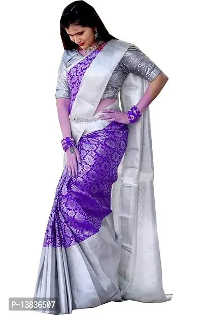 Elegant Banarasi Silk Purple Jacquard Saree With Unstitched Blouse Piece For Women