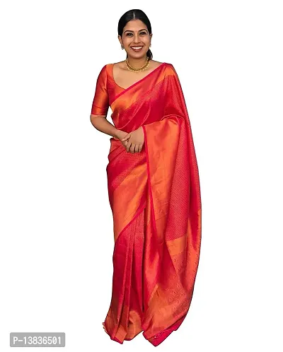 Elegant Lichi Silk Red Jacquard Saree With Unstitched Blouse Piece For Women-thumb0