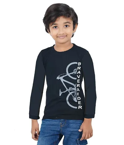 DELEDA Boys & Girls Jersey Full Sleeve T Shirt (9-10 Years, Black)