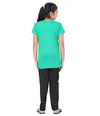 DELEDA Girls Night Suit, top with Front Print and Long Pyjama Pant in Allover Print (11-12 Years, Green)-thumb1