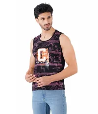 CHECKERSBAY Mens Printed Cotton Jersey Sleeveless T Shirt (Large, Black,Green)-thumb1