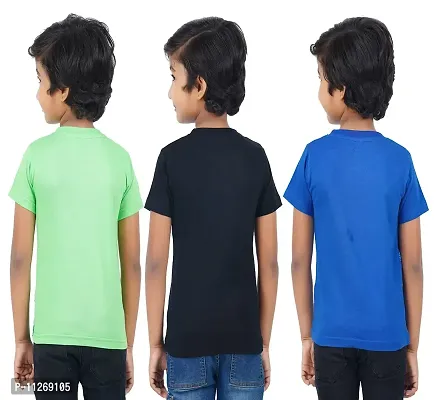 DELEDA Boys & Girls Printed Cotton Jersey T Shirt Pack of 4(Black,Royal Blue,Orange,Green, 5-6 Years)-thumb2