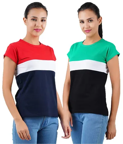CHECKERSBAY Womens Cotton Multicoloured Half Sleeve T-Shirt