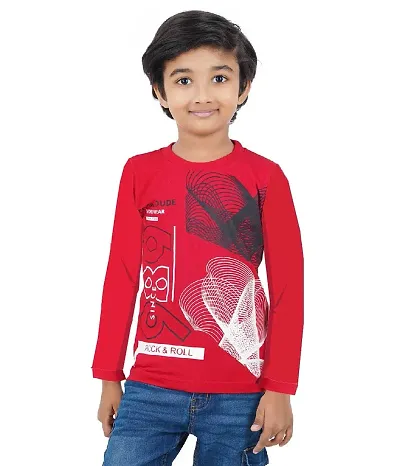 DELEDA Boys & Girls Jersey Full Sleeve T Shirt (11-12 Years, RED)