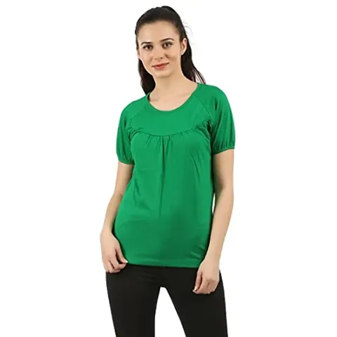 CHECKERSBAY Womens Cotton T-Shirt (LT-CC-GN Green)