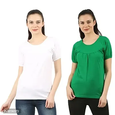 CHECKERSBAY Womens Cotton T-Shirt (2LT-CC-WHGN) Pack of 2