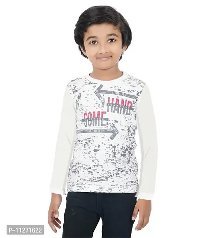 DELEDA Boys & Girls Printed Cotton Jersey Full Sleeve T Shirt (5-6 Years, White)