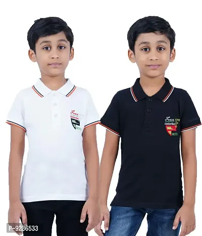 CHECKERSBAY Boys Cotton Polo T-Shirt Pack of 2