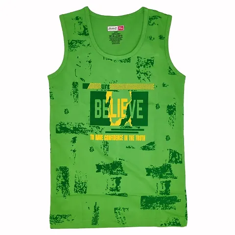 CHECKERSBAY Boys Jersey Sleeveless T Shirt (11-12 Years, Green)