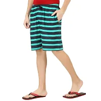 CHECKERSBAY Men's Cotton Printed Shorts (S-PR-00) (Green,Navy Striped, Small)-thumb1