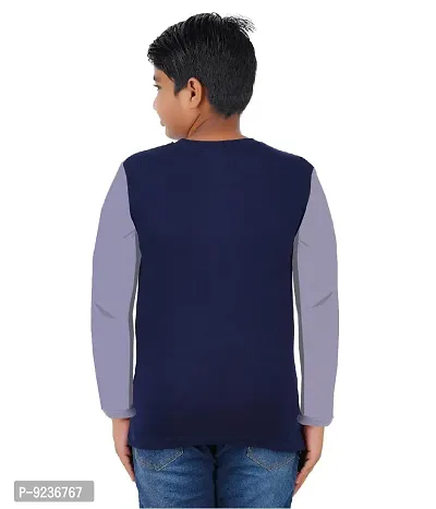 CHECKERSBAY Boys Cotton Printed Full Sleeve T-Shirt (5-6 Years, Blue)-thumb2