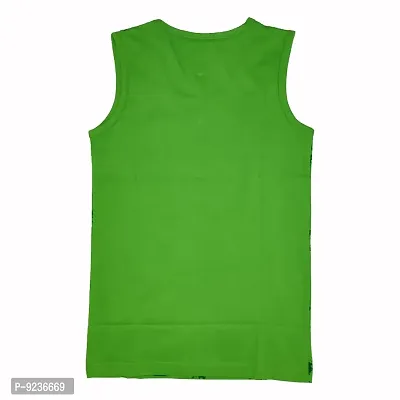 CHECKERSBAY Boys Printed Cotton Jersey Sleeveless T Shirt (10-11 Years, Green)-thumb2