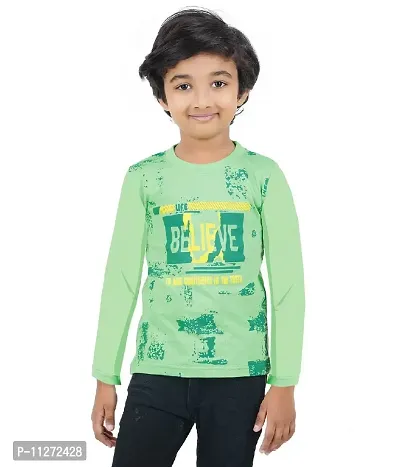 DELEDA Boys & Girls Printed Cotton Jersey Full Sleeve T Shirt (11-12 Years, Green)-thumb0