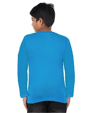 CHECKERSBAY Boys Cotton Printed Full Sleeve T-Shirt (9-10 Years, Ocean Blue)-thumb1
