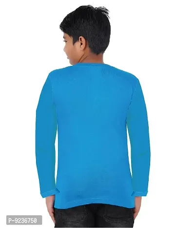 CHECKERSBAY Boys Cotton Printed Full Sleeve T-Shirt (9-10 Years, Ocean Blue)-thumb2