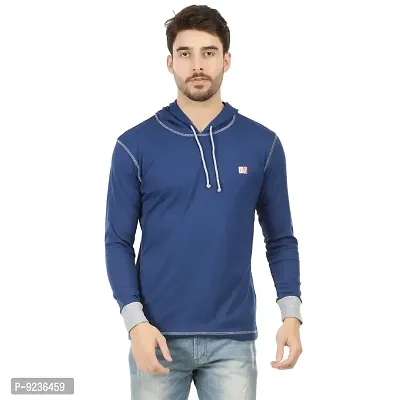 checkersbay Solid Men and Women Cotton Hooded T-Shirt (Royal Blue, XX-Large)-thumb0
