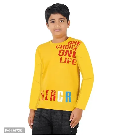 CHECKERSBAY Boys Cotton Printed Full Sleeve T-Shirt (7-8 Years, Yellow)-thumb0