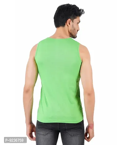 CHECKERSBAY Mens Printed Cotton Jersey Sleeveless T Shirt (Small, Yellow,Green)-thumb3