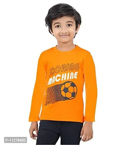 DELEDA Boys & Girls Printed Cotton Jersey Full Sleeve T Shirt (7-8 Years, Orange)-thumb0