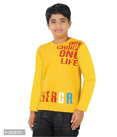 CHECKERSBAY Boys Cotton Printed Full Sleeve T-Shirt (5-6 Years, Yellow)-thumb0