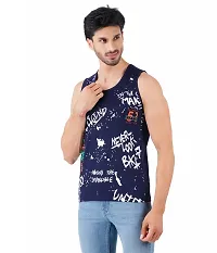 CHECKERSBAY Mens Printed Cotton Jersey Sleeveless T Shirt (Large, Blue,Green)-thumb1