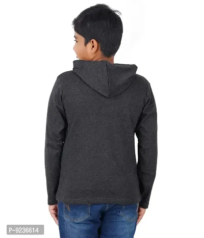CHECKERSBAY Boys Cotton Hooded T-Shirt (13-14 Years, Charcoal)-thumb2
