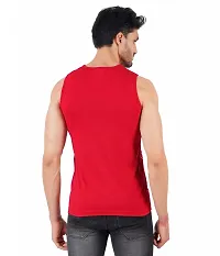 CHECKERSBAY Mens Printed Cotton Jersey Sleeveless T Shirt (Large, Black,RED)-thumb2