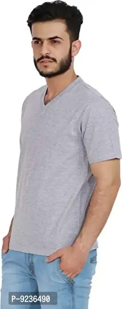 CHECKERSBAY Men's Cotton V-Neck T-Shirt (TS-VV-GR)-thumb2