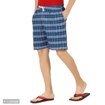 CHECKERSBAY Men's Cotton Printed Shorts (S-PR-00) (Dark Blue Checked, X-Large)-thumb2