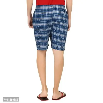 CHECKERSBAY Men's Cotton Printed Shorts (S-PR-00) (Dark Blue Checked, X-Large)-thumb3