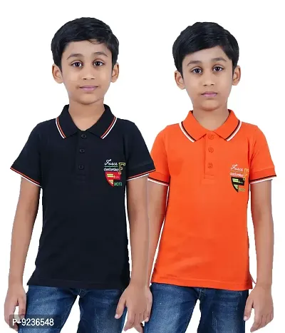 CHECKERSBAY Boys Cotton Polo T-Shirt Pack of 2