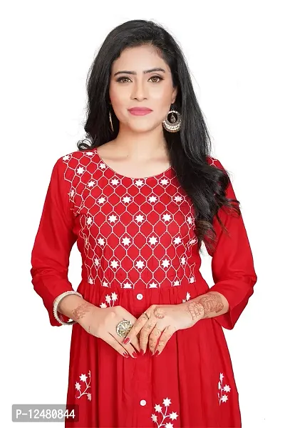 Nice Look Fashion Woman Embroidery Kurtis (Large, RED)-thumb2