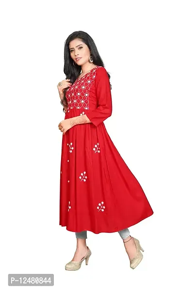 Nice Look Fashion Woman Embroidery Kurtis (Large, RED)-thumb4