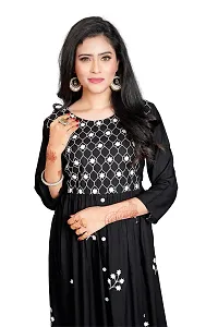 Nice Look Fashion Woman Embroidery Kurtis (Medium, Black)-thumb2