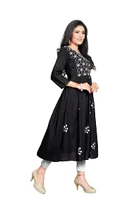 Nice Look Fashion Woman Embroidery Kurtis (Medium, Black)-thumb3