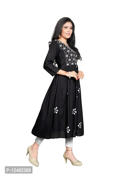 Nice Look Fashion Woman Embroidery Kurtis (Medium, Black)-thumb4