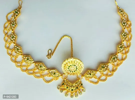 Trendy Beautiful Gold Plated Maangtika.-thumb0