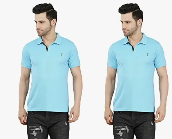 Reliable Blend Solid Polo T-Shirt For Men Combo Of 2