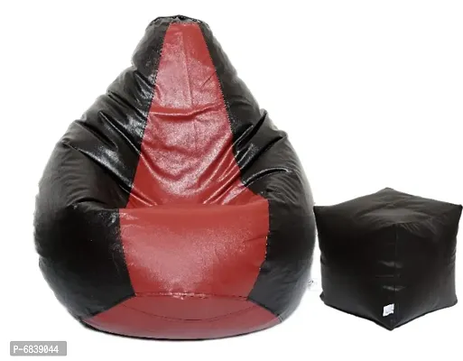 Leatherette Bean Bag Cover and Puffy Cover (Without Beans, Cover Only) Tan  Brown-thumb0