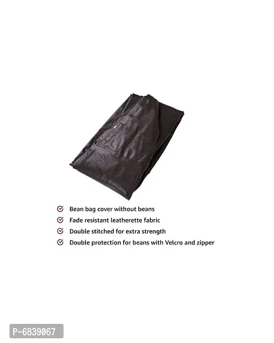 Leatherette Bean Bag Cover and Puffy Cover (Without Beans, Cover Only) Tan  Black-thumb2