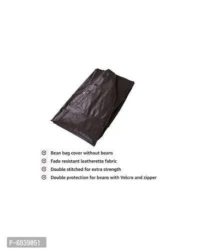 Leatherette Bean Bag Cover and Puffy Cover (Without Beans, Cover Only) Purple  Black-thumb2
