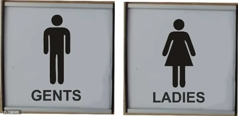 Aluminium Modular Curved Imported Ladies  Gents Toilet Signage-silver anodized-each of size 150x150mm(2piece)-thumb0