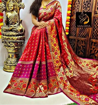 Beautiful Art Silk Jacquard Saree with Blouse piece