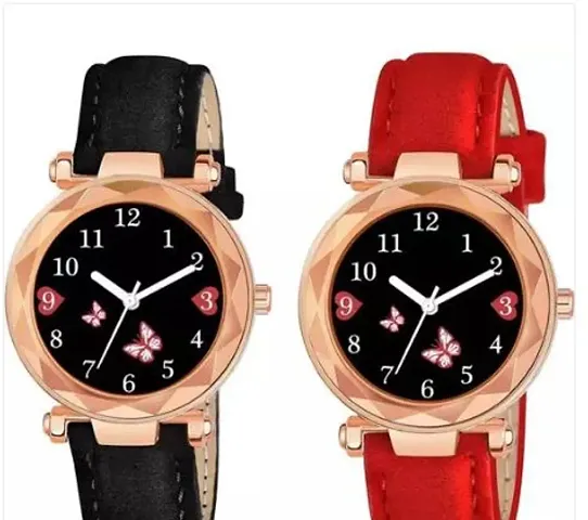 HRV Bty Dial And Leather Analog Women and Girls Watch