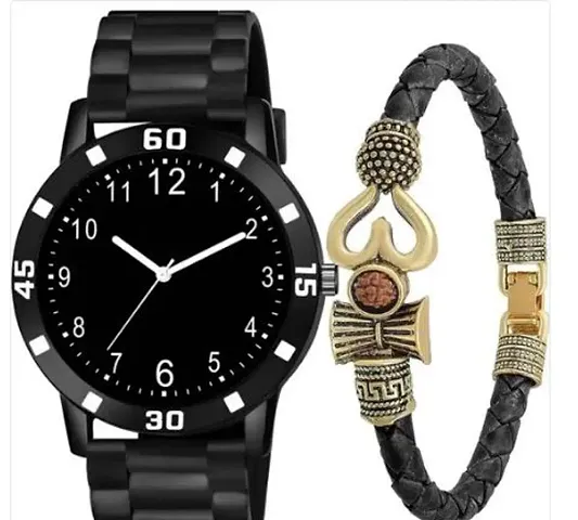 Stylish Silicone Analog Watch With Bracelet Combo For Men