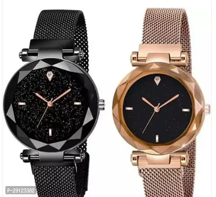 Stylish Multicoloured Metal Analog Watches For Women Pack Of 2