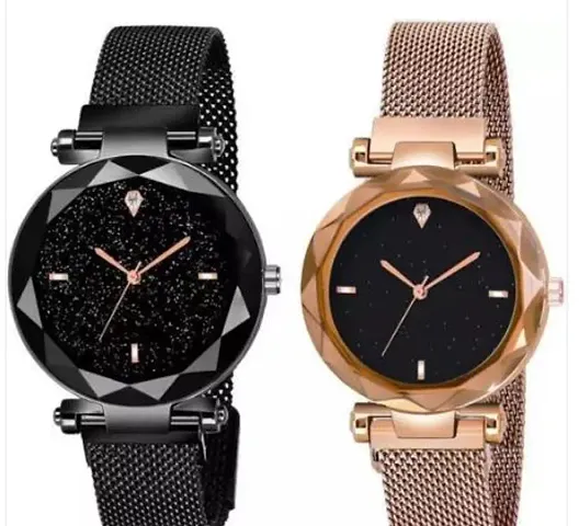 Stylish PU Analog Watches For Women Pack Of 2