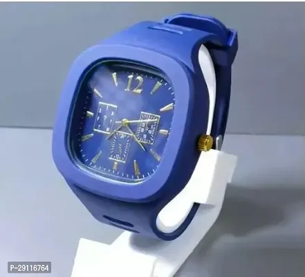 Stylish Blue Rubber Analog Watch For Men-thumb0